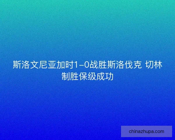 斯洛文尼亚加时1-0战胜斯洛伐克 切林制胜保级成功