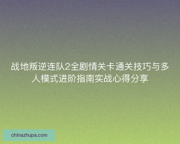 战地叛逆连队2全剧情关卡通关技巧与多人模式进阶指南实战心得分享